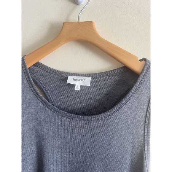 Splendid Collection Rib Scoop Neck Tank Maxi Dress Medium Cotton Benson Ash Gray - Picture 2 of 4